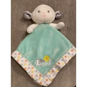 Garanimals Little Lamb FleeceSecurity Blanket Lovey Rattle Green Polka Dot Edge